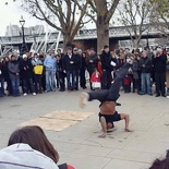 Street performer break dancing