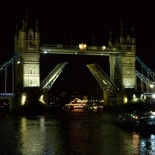 The Tower Bridge decks raising for large vessels