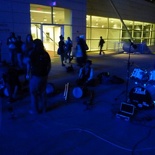 A percussion group playing on the roof
