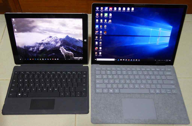 The Surface laptop compared to it's smaller Surface 3 sibling, both with similar Anantara-lined keyboards