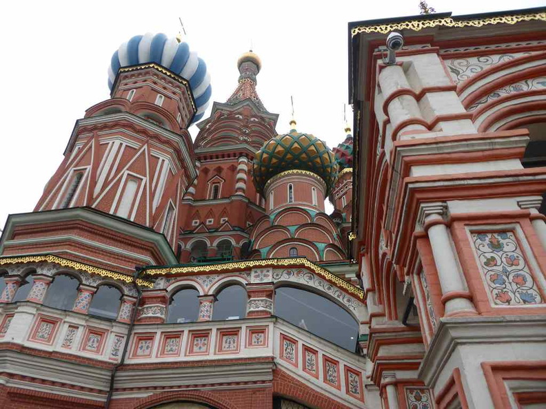 Close up of the St. Basil's cathedral wacky colour scheme. The cathedral is a museum and occasionally used for service