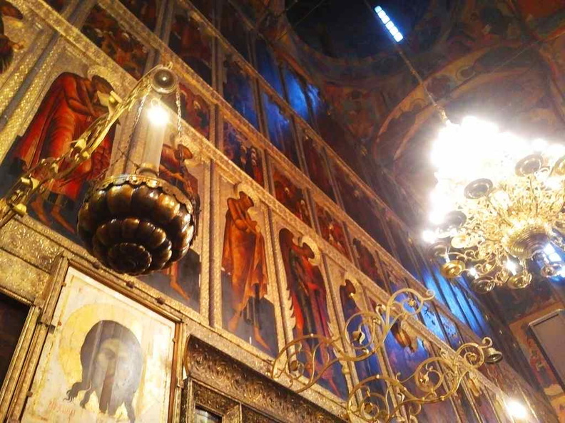 The painted wall murals of the Annunciation Cathedral.