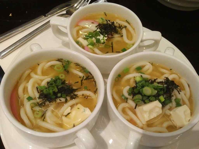 The counter staff chef-prepared Miso soups with Udon