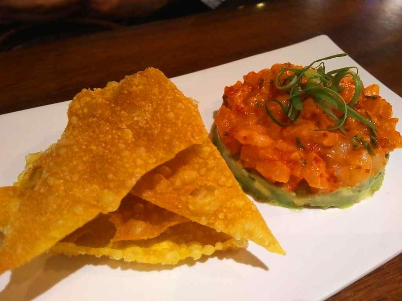 Salmon Ceviche Appetizer, it is a $19 dip-tastic platter and great for sharing