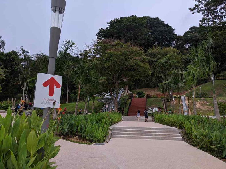 The route from Fort canning MRT. Clearly labelled helpful signs guide you up to the venue, via escalators