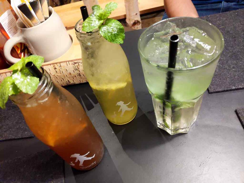 Hans im Glück cold drinks as part of your set meal. Note the metal straws and refreshing mint leaves