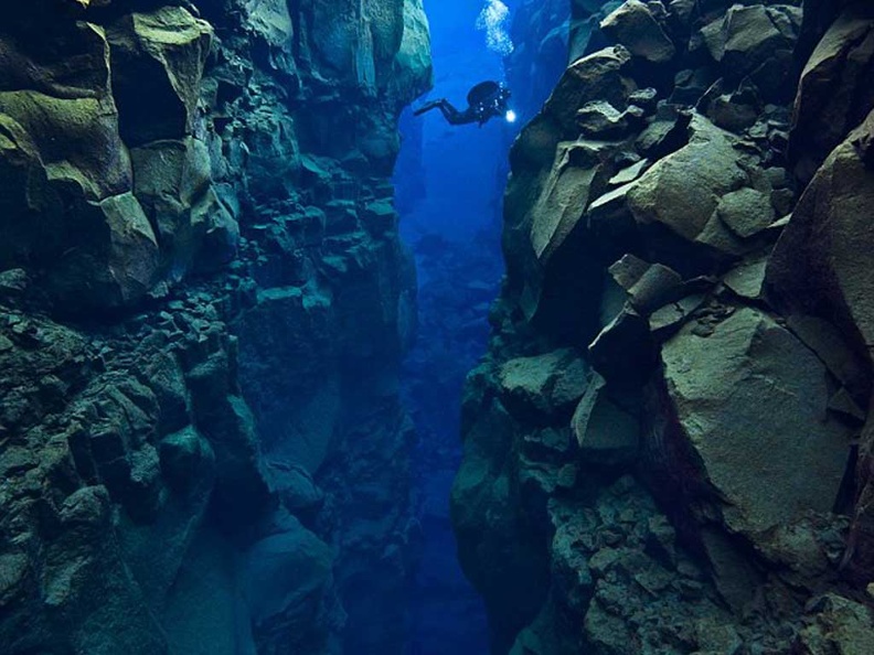 Photo of diving between the Silfra Crack