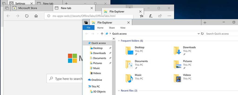 Drag and drop between Tab-enabled windows