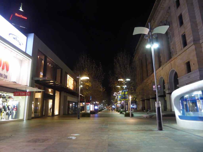 The main shopping district void of people at night