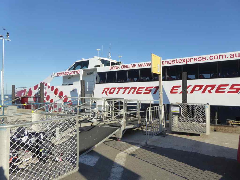 Rottnest Express, one of the major ferry operators which does regular scheduled trips to and fro from the island. There are more ferries catered to in the mornings and fro in the late afternoons