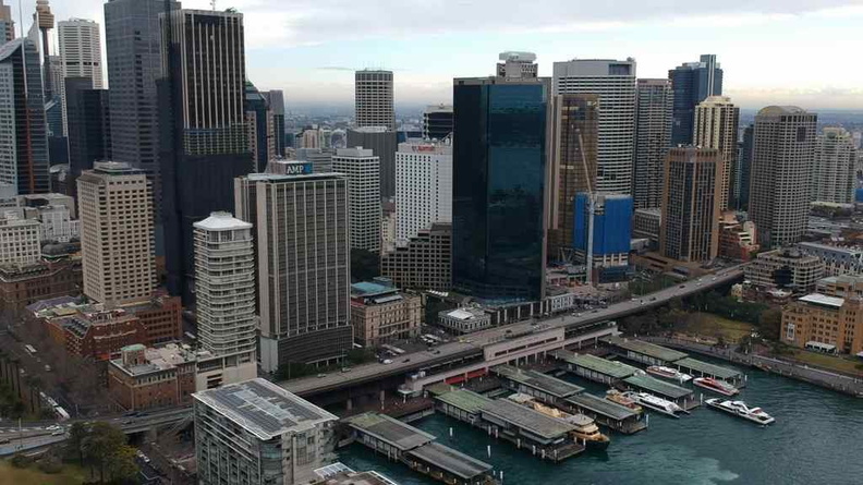 Sights of Darling Harbour with the Sydney central business district in the background