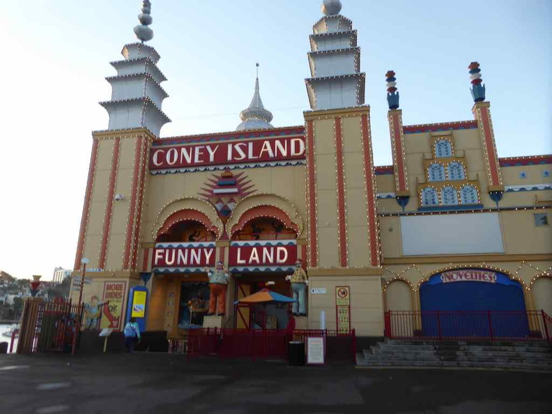 The entrance to the family-friendly Coney Island funny land indoor amusement area