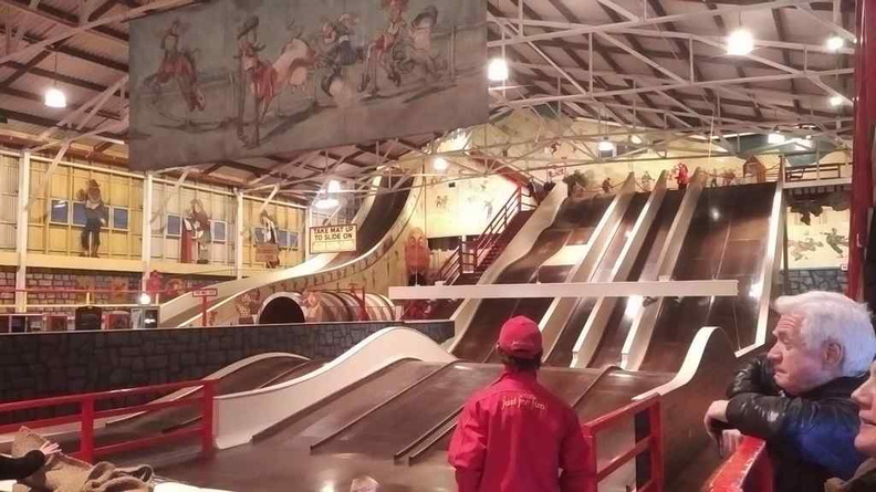 Slides inside the Coney Island funny land indoor amusement area