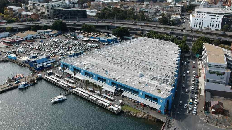 Aerial view of Sydney Fish Market at the Blackwattle Bay region