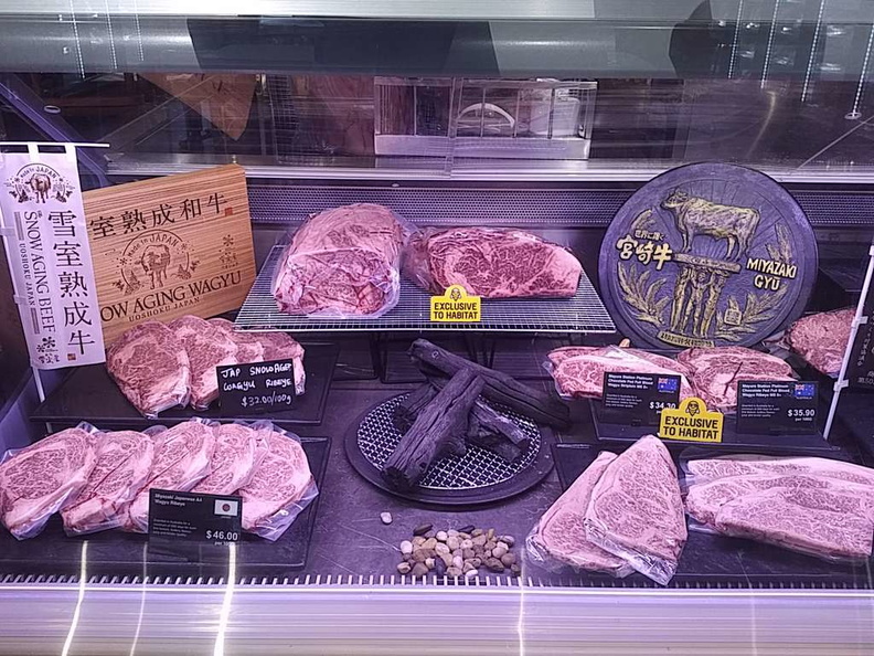 Premium Wagyu beef with exclusive Habitat items on sale at the deli butcher counter