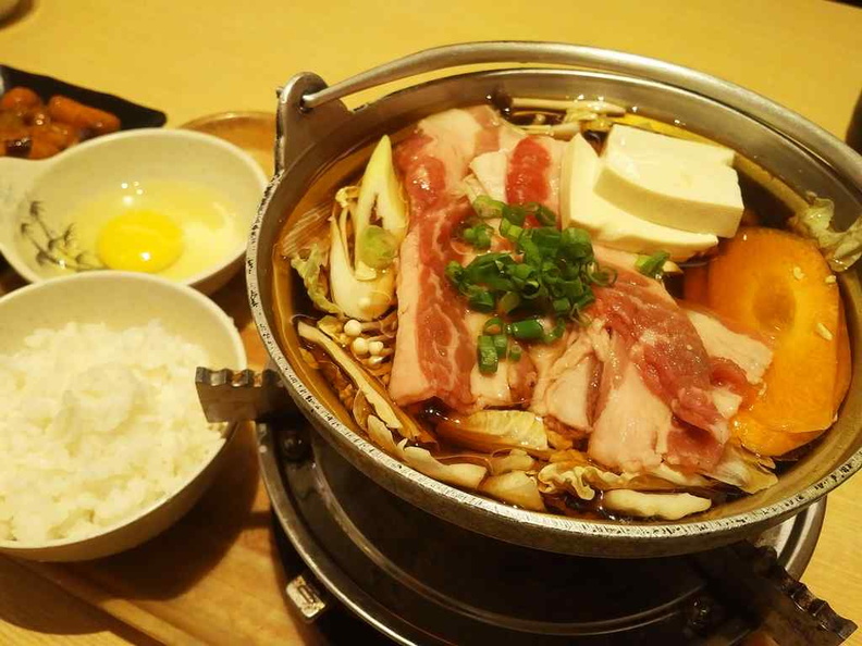 The Beef Sukiyaki Hotpot at $17.99, served with thinly sliced Shabu-shabu beef, loaded with mushrooms and assorted vegetables.
