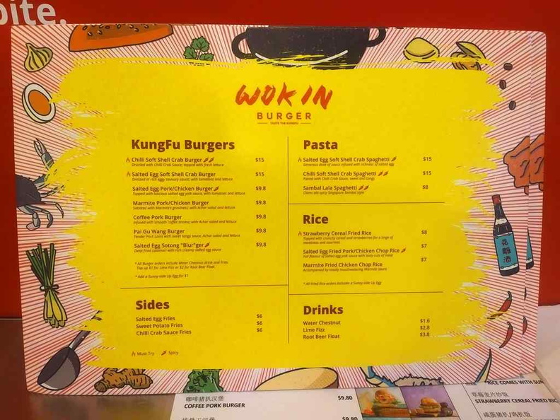 Menu selection simple with Burgers, Pasta and Rice on offer. Though you should only go for their Burgers. That is what they are known for