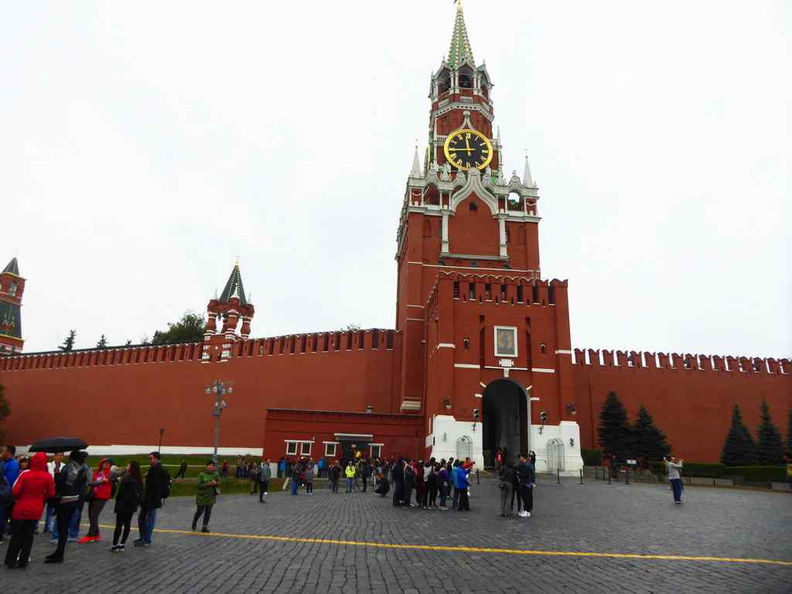 The The Spasskaya Tower (Saviour Tower) at the Red Square. It chimes at regular intervals over the open grounds