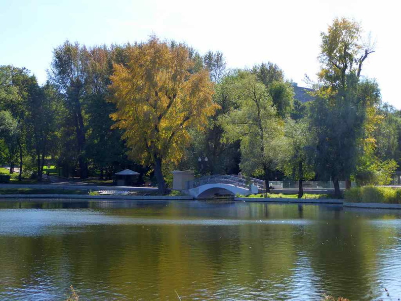 Bridges over a tranquil lake. The park is largely peaceful and quiet, a good escape from the buzzing Moscow city