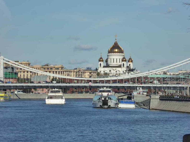 View of the Cathedral of Christ the Saviour along the Moscow river 