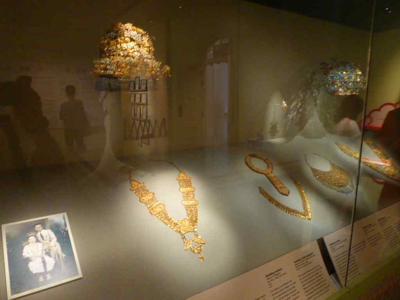 Jewelry and artifacts donated to the museum. Peranakan jewellery have a mix of Chinese, Indian designs on them