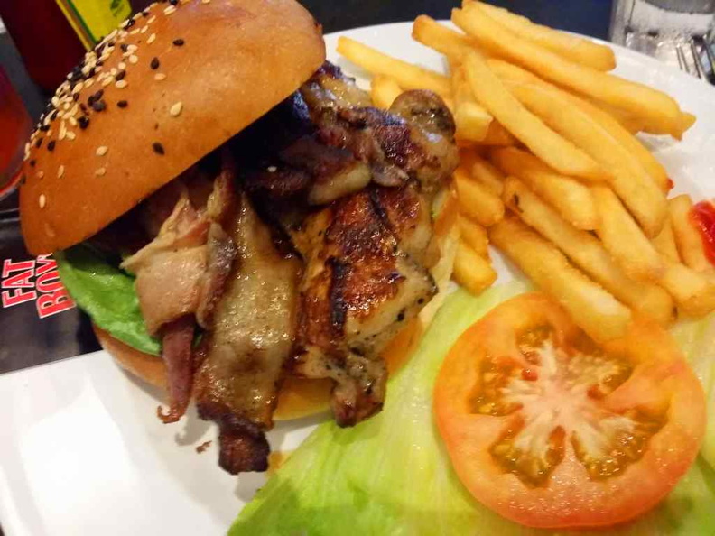 Burgers with loads of bacon