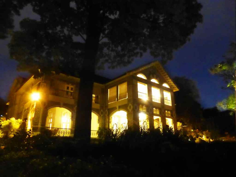 The exterior of the Eden hall at night