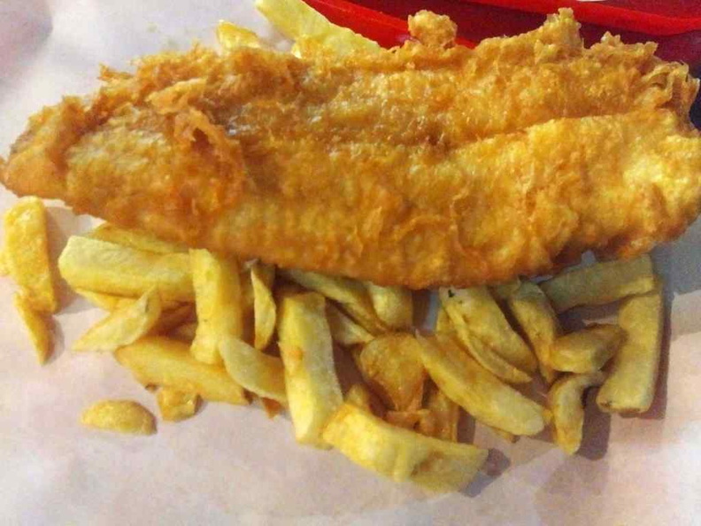 The Haddock on a bed of delectable (but rather oily) Fresh cut fries