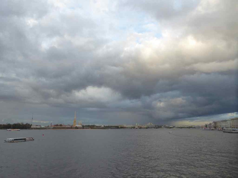 The Neva river with Paul fortress in view in the distance. The island fortress is walkable too, connected via a series of road bridges