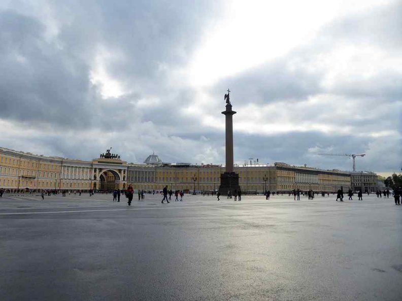 The Alexander Column at the Palace square on a cloudy afternoon