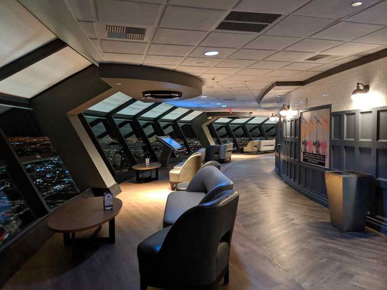 The lounge on the observation deck. It is chill with plenty of free seating overlooking views of the Las Vegas strip