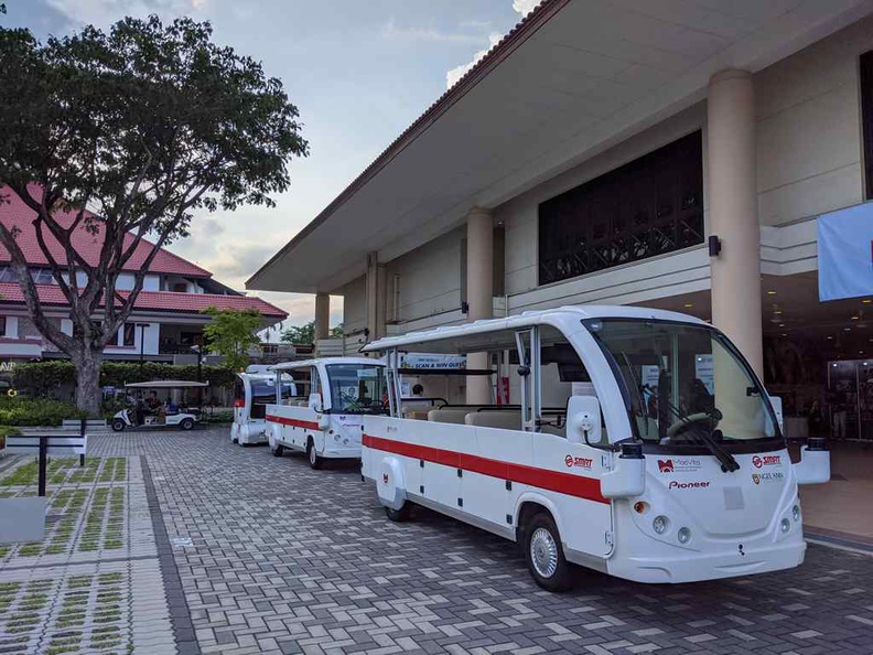 The SMRT autonomous transport vehicles you can ride at the event. They are operated by private company MooVita