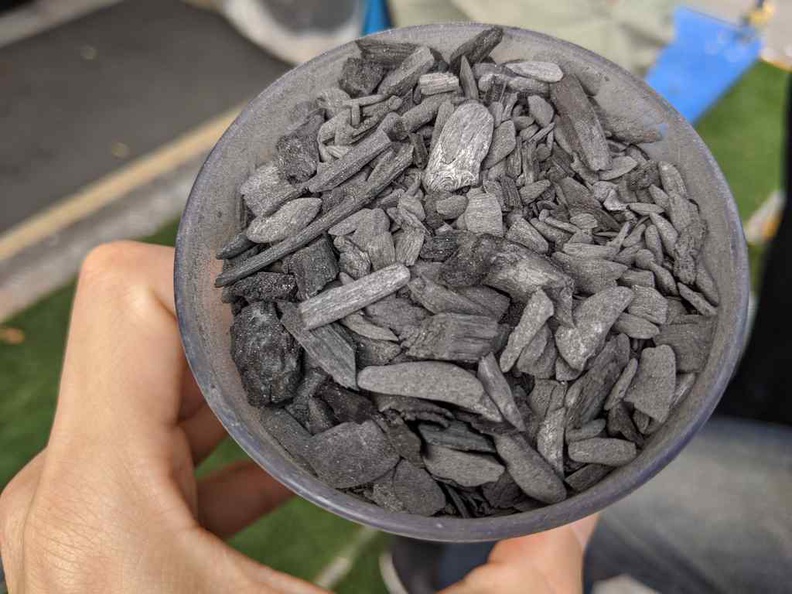 Non-toxic black carbon-like solid like char, a gasification by-product which can be reused for various purposes