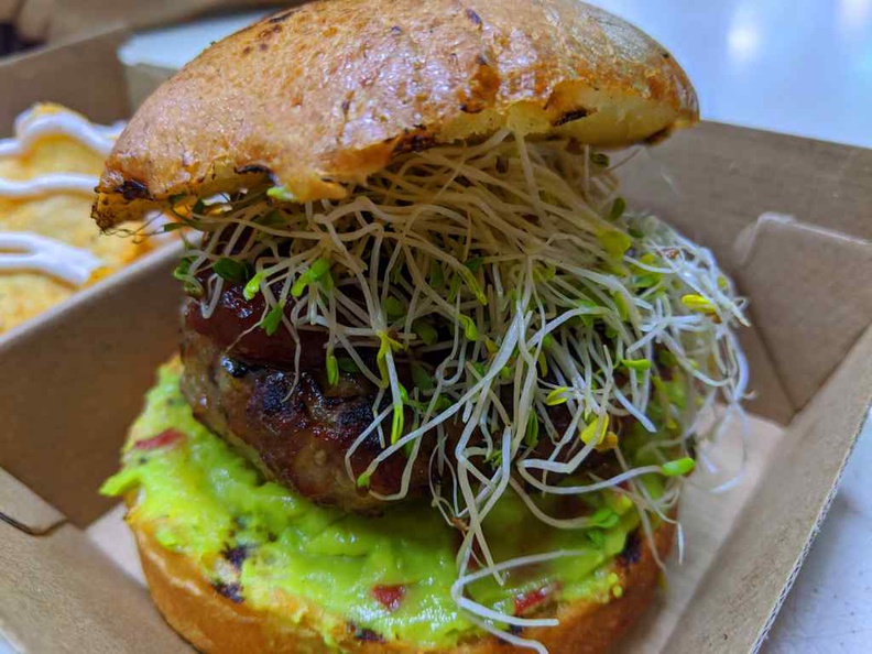 Social outcast Smoke Dried chipotles and Guacamole Beef Burger. It is a potpourri of Guacamole