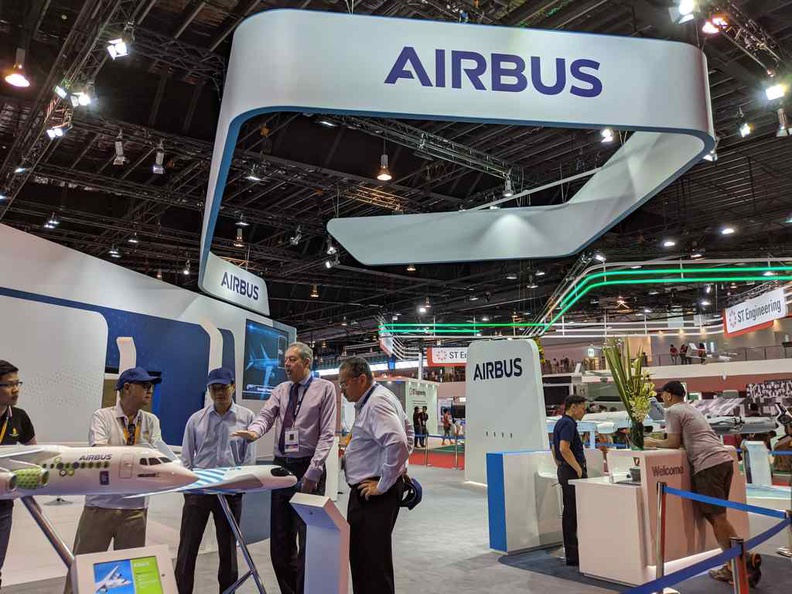 Airbus booth is one of the few operating on public and trade airshow days too