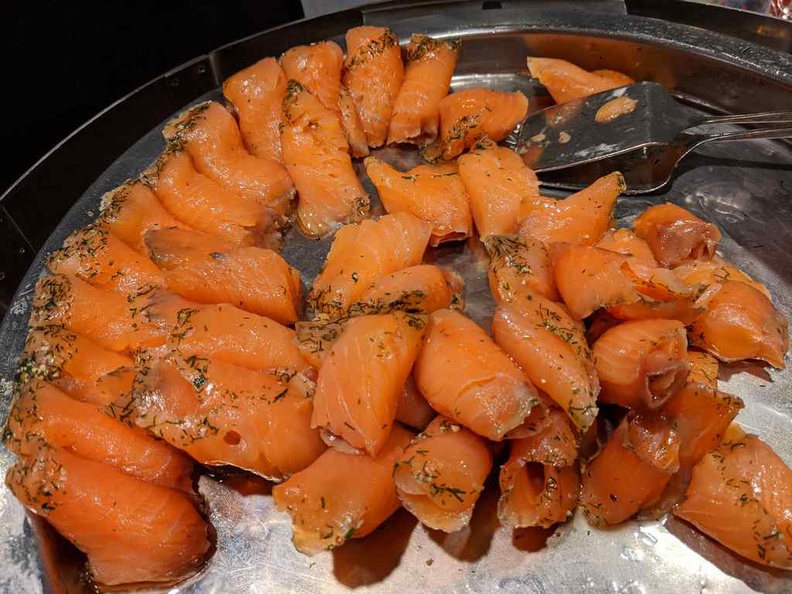 Smoked salmon on platters