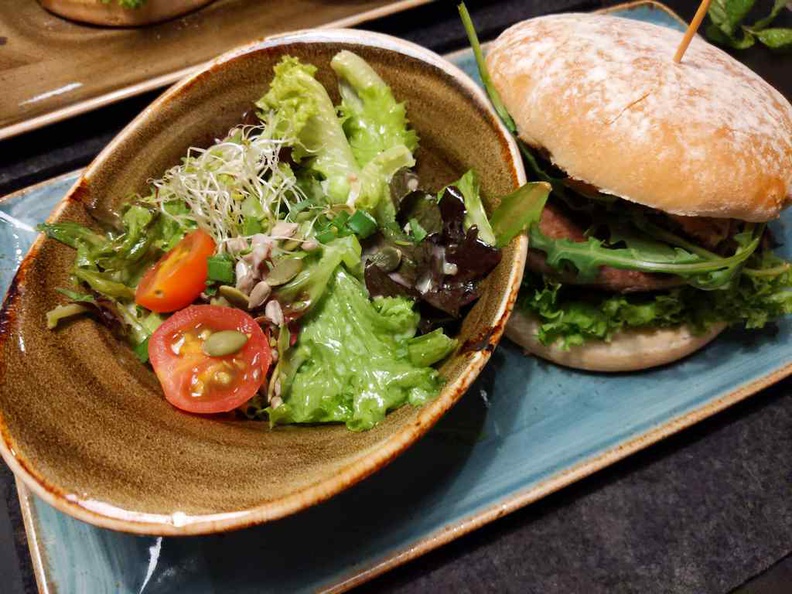 Your salad served in its own bowl with your burger
