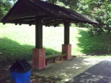 The route has many benches and huts like these for rest or rain shelter