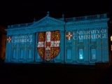 The university logo in Cambridge blue