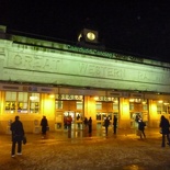 The train station does looks funky at night!