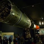 There are many expended rockets on display