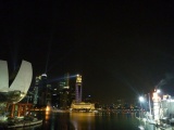 The Singapore skyline with the light beam show
