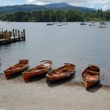 Boats laid on the beachline