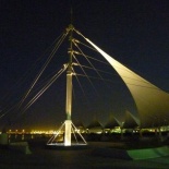 with an iconic sail shaped tent