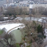 Frozen ponds round the tower park