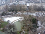 Frozen ponds round the tower park