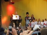 Iwan Thomas lights the Cambridge Olympic cauldron!