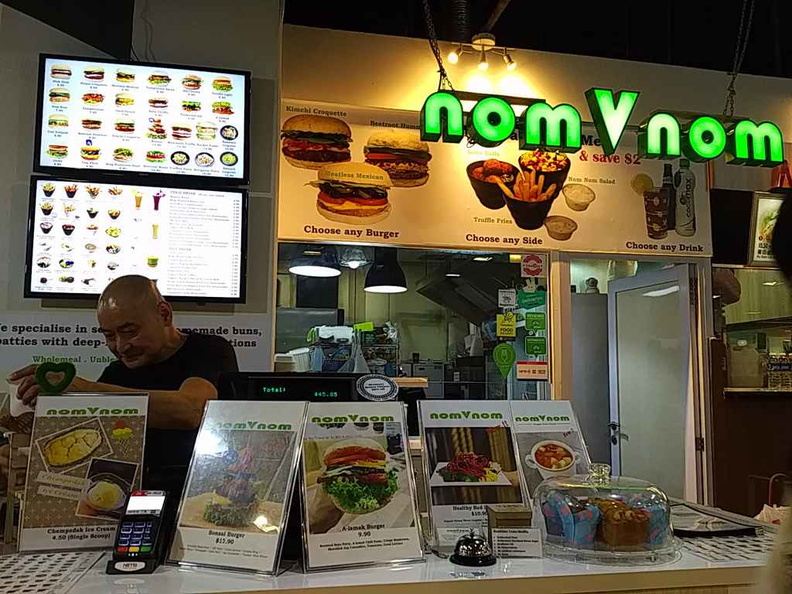 nomVnom Vegan Fast Food store counter at Clark Quay basement