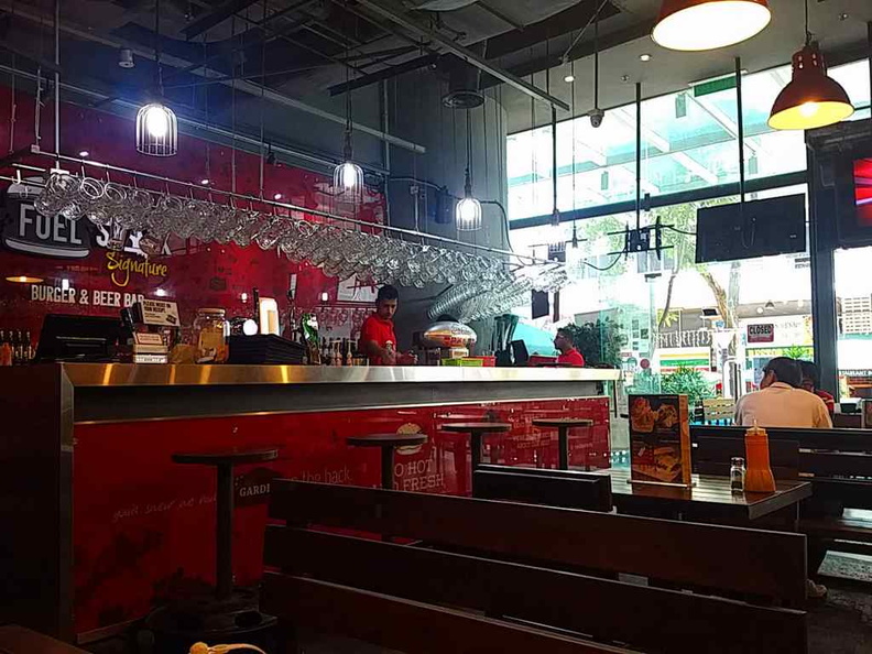 The restaurant interior and setting of Fuel Shack Signature Burger & Beer Ba