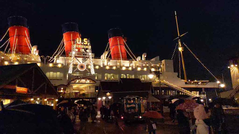 US steamship mock up at night